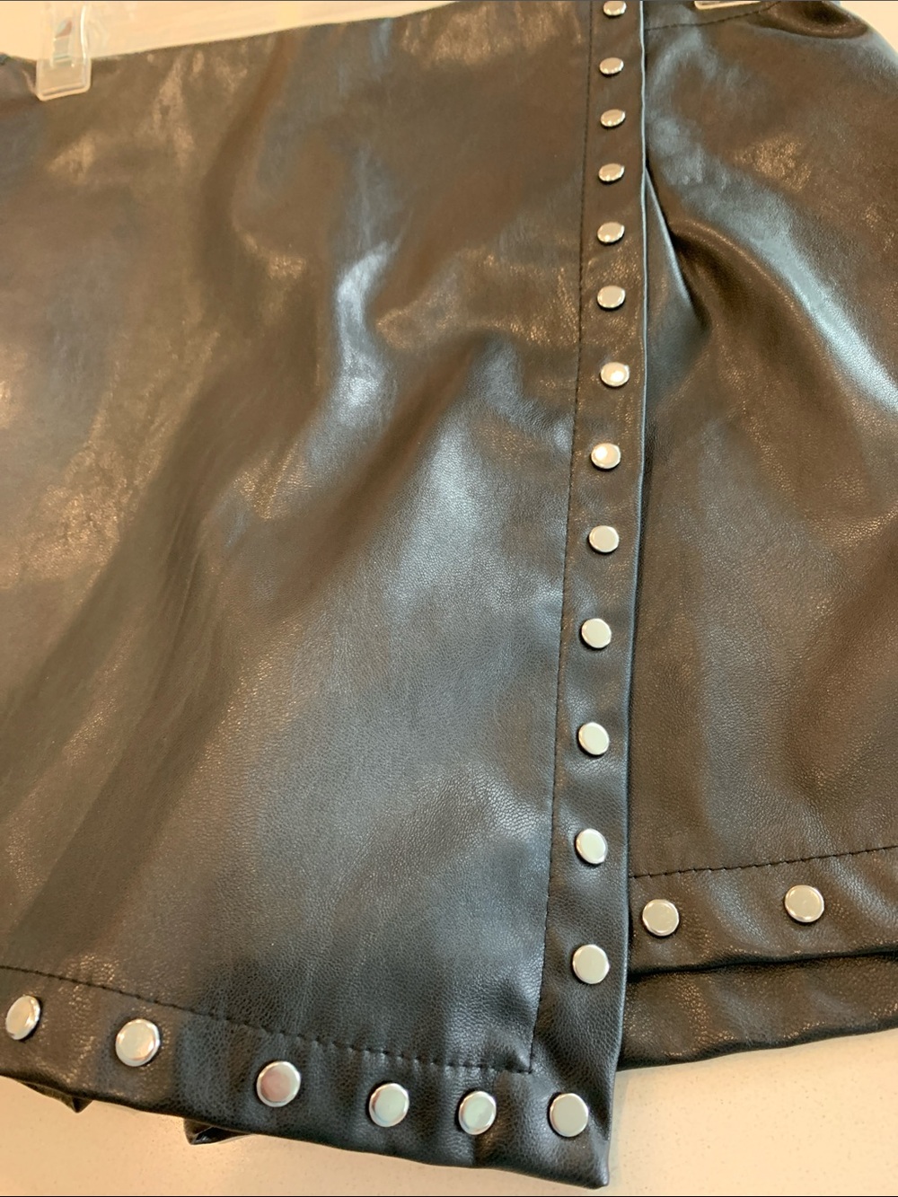 Black Faux Leather Studded Mini Skirt( skort) M NWOT - Picture 5 of 7